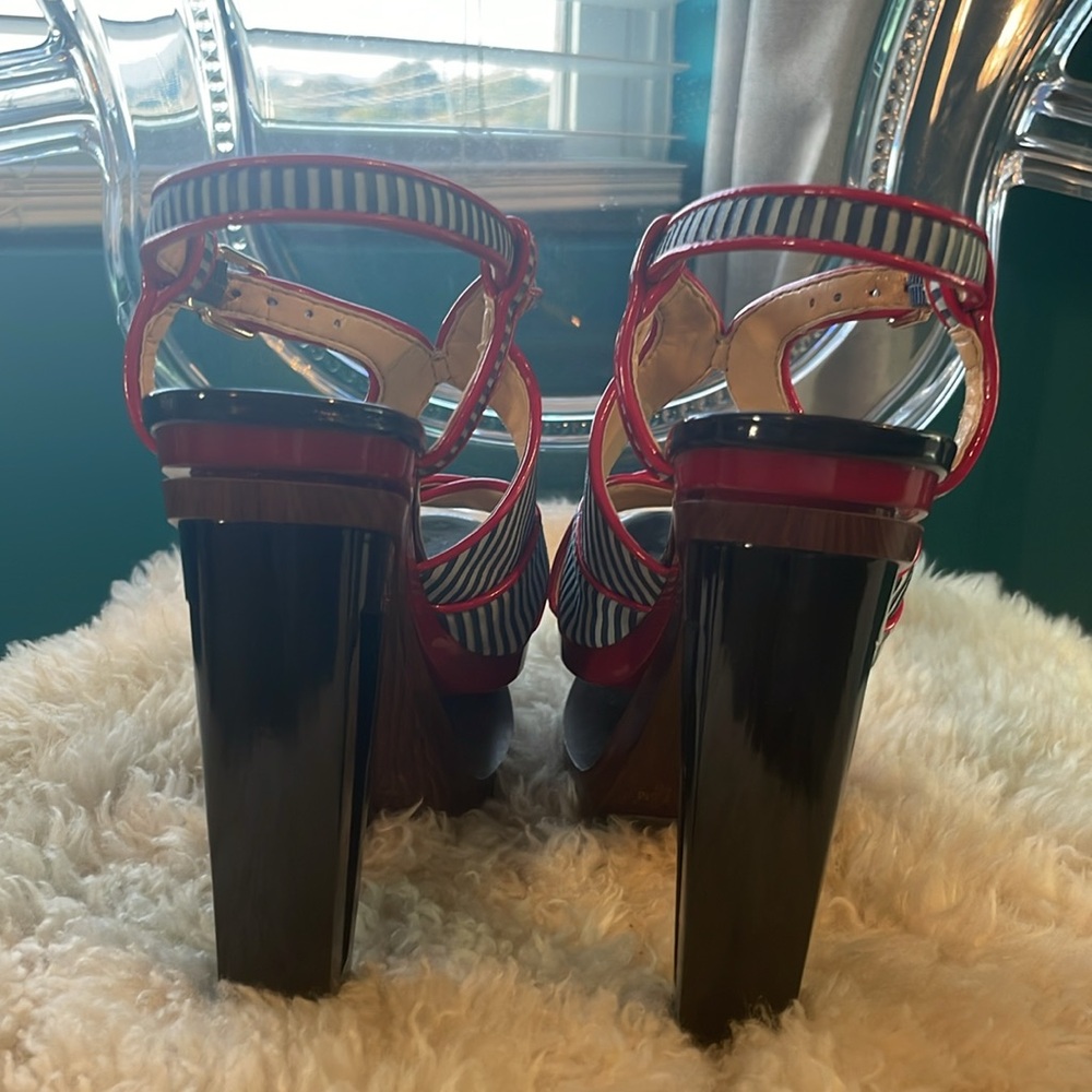Gianni Bini super sexy red white and blue platform stiletto heel SZ 7.5 - Picture 4 of 8